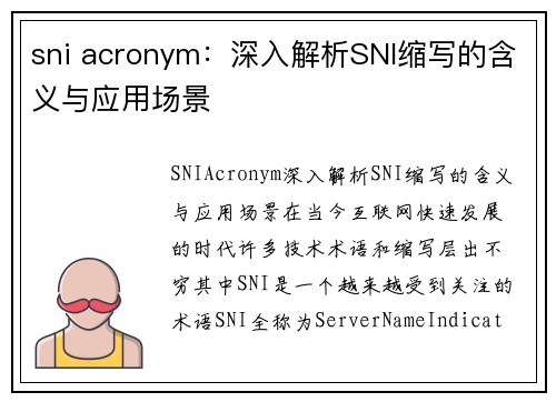 sni acronym：深入解析SNI缩写的含义与应用场景